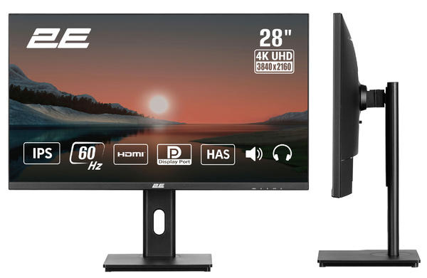 Монітор 2E 28" L2825B 2xHDMI, DP, MM, IPS, NTSC 84%, 3840x2160, HAS