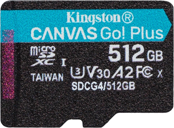 Карта памяти MicroSDXC  512GB UHS-I/U3 Class 10 Kingston Canvas Go! Plus R200/W160MB/s (SDCG4/512GBSP)