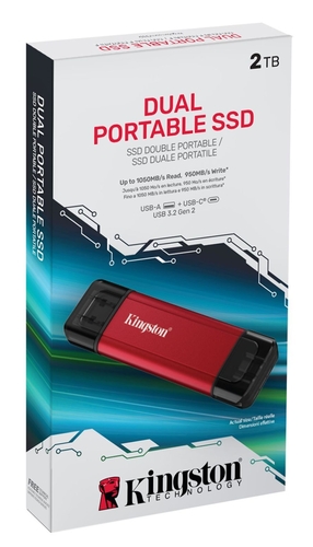 Накопитель внешний SSD USB 2TB Kingston Dual Portable Red (SPSD/2TB)