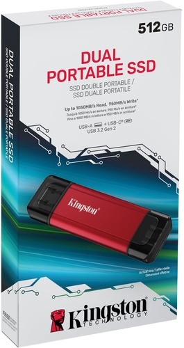 Накопитель внешний SSD USB  512GB Kingston Dual Portable Red (SPSD/512GB)