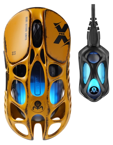 Миша GravaStar Mercury X Pro, 8K, BT/WL/USB-A, RGB, Battle-Worn Yellow