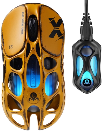 Миша GravaStar Mercury X Pro, 8K, BT/WL/USB-A, RGB, Battle-Worn Yellow
