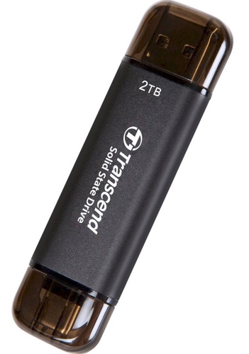 Портативний SSD Transcend 2TB USB 3.1 Gen 2 Type-A + Type-C ESD310 Чорний