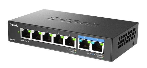 Комутатор D-Link DMS-107/E 2x2.5GE, 5xGE, Некерований