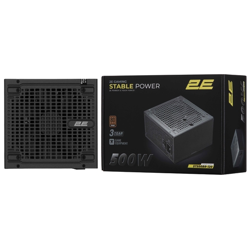 Блок живлення 2E GAMING Stable Power ATX3.1 (500W), >85%, 80+ Bronze, 120мм, 1xMB 24pin(20+4), 2xCPU 8pin(4+4), 3xMolex, 6xSATA, 2xPCIe 8pin(6+2)