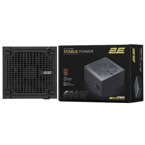 Блок живлення 2E GAMING Stable Power ATX3.1 (600W), >85%, 80+ Bronze, 120мм, 1xMB 24pin(20+4), 2xCPU 8pin(4+4), 3xMolex, 6xSATA, 2xPCIe 8pin(6+2)