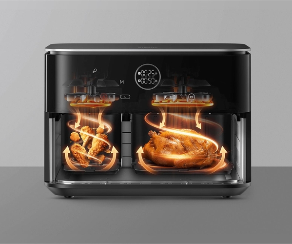 Мультипіч Xiaomi Dual Zone Air Fryer 10L 2700Вт, чаша-10л, сенсорне управл., пластик, чорний