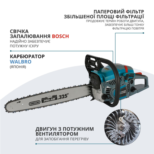 Пила бензинова Konner&Sohnen KS CS31G-18-1 45см 54.5см3 5.6кг