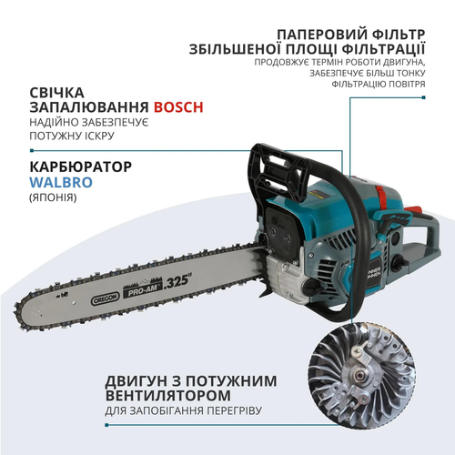 Пила бензинова Konner&Sohnen KS CS31G-20-1 50см 54.5см3 5.6кг