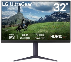 Монітор LG 31.5" 32GS85Q-B 2xHDMI, DP, USB, Audio, NanoIPS, 2560x1440, 180Hz, 1ms, DCI-P3 98%, G-SYNC, FreeSync, Pivot, HDR10