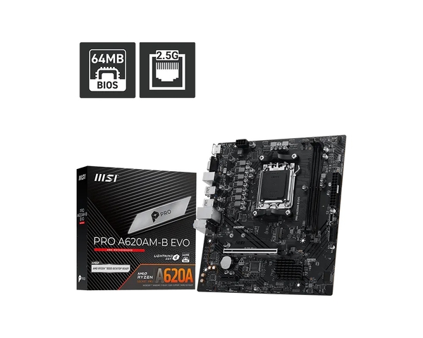 Материнcька плата MSI PRO A620AM-B EVO sAM5 A620 2xDDR5 M.2 HDMI D-Sub mATX