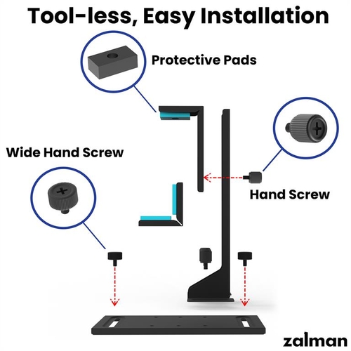 Тримач VGA Zalman VS2, горизонтальне-вертикальне положення VGA, чорний