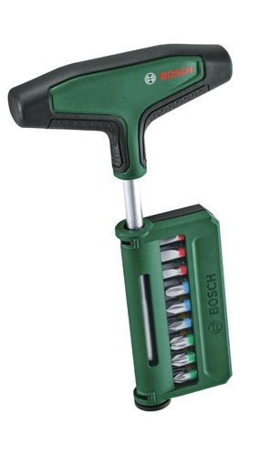 Викрутка Bosch для біт, Т-подібне руків'я, 19 насадок, 100мм, сталь CrV