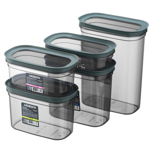 Контейнер для зберігання харчових продуктів ARDESTO Fresh 3.1л, пластик, прямокутна, сірий