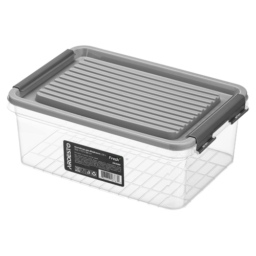 Контейнер для зберігання харчових продуктів ARDESTO Fresh 2.8л, пластик, прямокутна, сірий