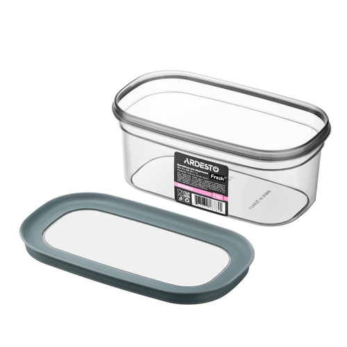 Контейнер для зберігання харчових продуктів ARDESTO Fresh 1л, пластик, прямокутна, сірий