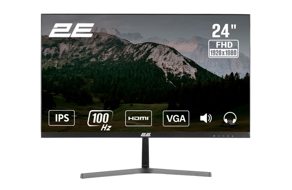 Монітор 2E 23.8" D2425B D-Sub, HDMI, MM, IPS, 100Hz, FreeSync