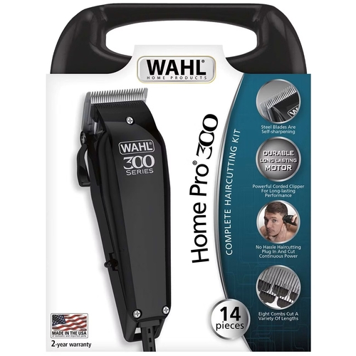 Машинка для стрижки Wahl Home Pro 300 Cordless, мережа+акум., вібраційний мотор, насадок-10, кейс, масло та ножиці у компл., сталь, чорний