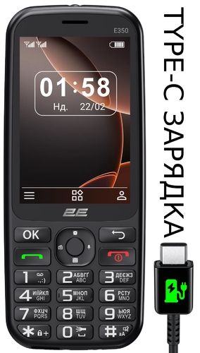 Мобільний телефон 2E E350 3.5" 2SIM, 3000мА•год, чорний