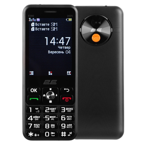 Мобільний телефон 2E E280 2025 2.8" 2SIM, 1500мА•год, чорний