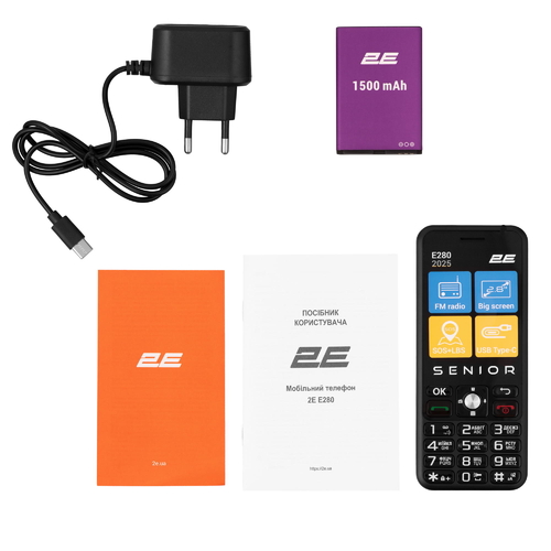 Мобільний телефон 2E E280 2025 2.8" 2SIM, 1500мА•год, чорний
