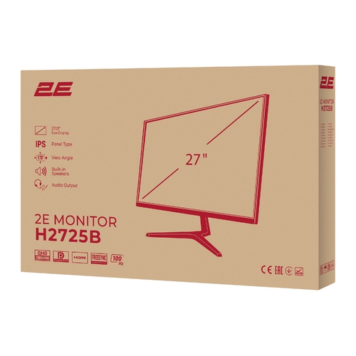 Монітор 2E 27" H2725B HDMI, DP, ММ, IPS, 2560x1440, 100Hz, FreeSync