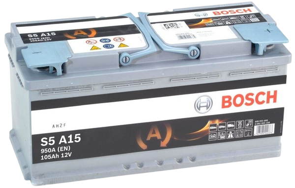 Акумулятор Bosch S5 AGM 12В 105Аг 950А R+ (0 092 S5A 150)