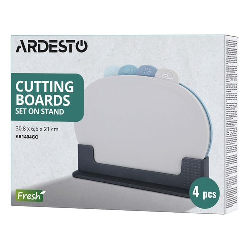 Набір дошок кухонних на підставці ARDESTO Fresh, 4шт, 30.8x6.5x21см, пластик