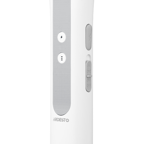 Електричний знищувач комах ARDESTO, сітка 2800 В, акум. 1800 мА•год, USB-С > USB-A, телескопічна ручка, білий