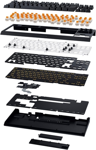 Клавіатура механічна Razer BlackWidow V4 TKL HyperSpeed, 87key, Orange Switch Gen-3, USB-A/WL/BT, EN, RGB, чорний