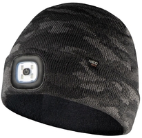 Шапка з ліхтариком Neo Tools 100% акрил, CAMO, 3.7В, 180Лм, 6500K, 3 режими, USB