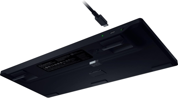 Клавіатура механічна Razer BlackWidow V4 Low-profile TKL HyperSpeed, 87key, Green Switch, USB-A/WL/BT, EN, RGB, чорний