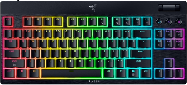 Клавіатура механічна Razer BlackWidow V4 Low-profile TKL HyperSpeed, 87key, Green Switch, USB-A/WL/BT, EN, RGB, чорний
