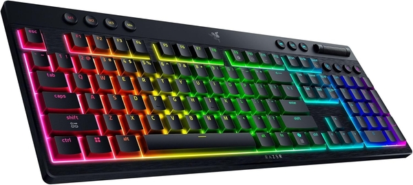 Клавіатура механічна BlackWidow V4 Low-profile HyperSpeed, 104key, Yellow Switch, USB-A/WL/BT, EN, RGB, чорний