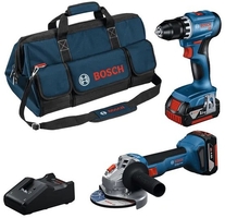 Набір із двох акумуляторних інструментів Bosch Professional 18В дриль-шурупокрут GSR 18V-45, Шліфмашина кутова GWS 18V-8, акб 2x4А·год, ЗП, сумка M-BAG