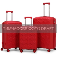 Набір валіз 2E, M7977, поліпропілен, (L+M+S), блискавка anti theft, 4 колеса, кодовий замок, червоний