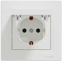 Розетка з з/к та кришкою Schneider Electric, Asfora (білий)
