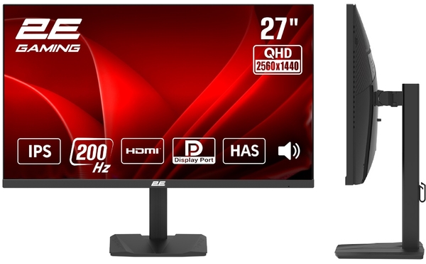 Монітор 2E GAMING 27" G2726BH HDMI, DP, IPS, 2560x1440, 200Hz, 1ms, FreeSync, HAS