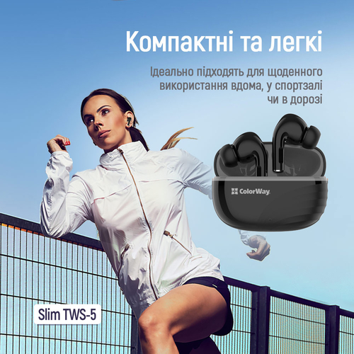 Bluetooth-гарнитура СolorWay Slim TWS-5 Earbuds Black (CW-TWS5BK)