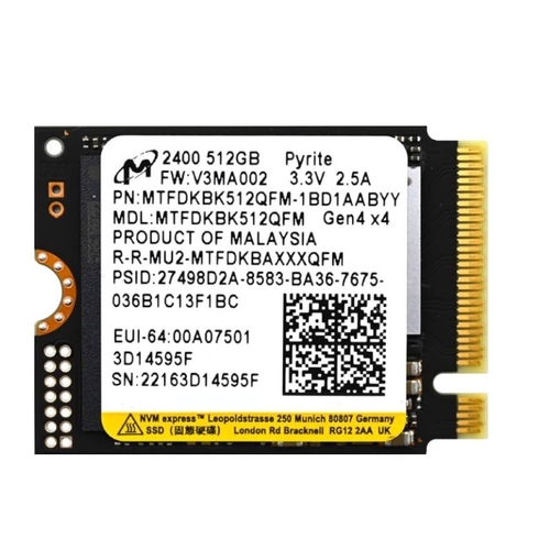 Накопитель SSD  512GB Micron M.2 2230 PCIe 4.0 x4 3D QLC (MTFDKBK512QFM)