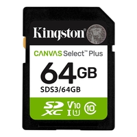 Карта памяти SDXC  64GB UHS-I Class 10 Kingston Canvas Select Plus R100MB/s (SDS3/64GB)
